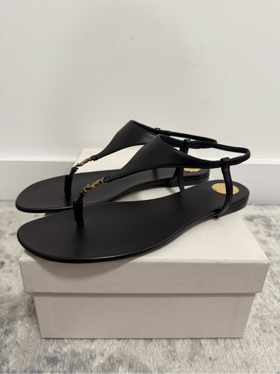 Saint Laurent Shoes - Saint Laurent Cassandra Logo Plaque Sandals - Brand New - Size 38 EU / 8 US